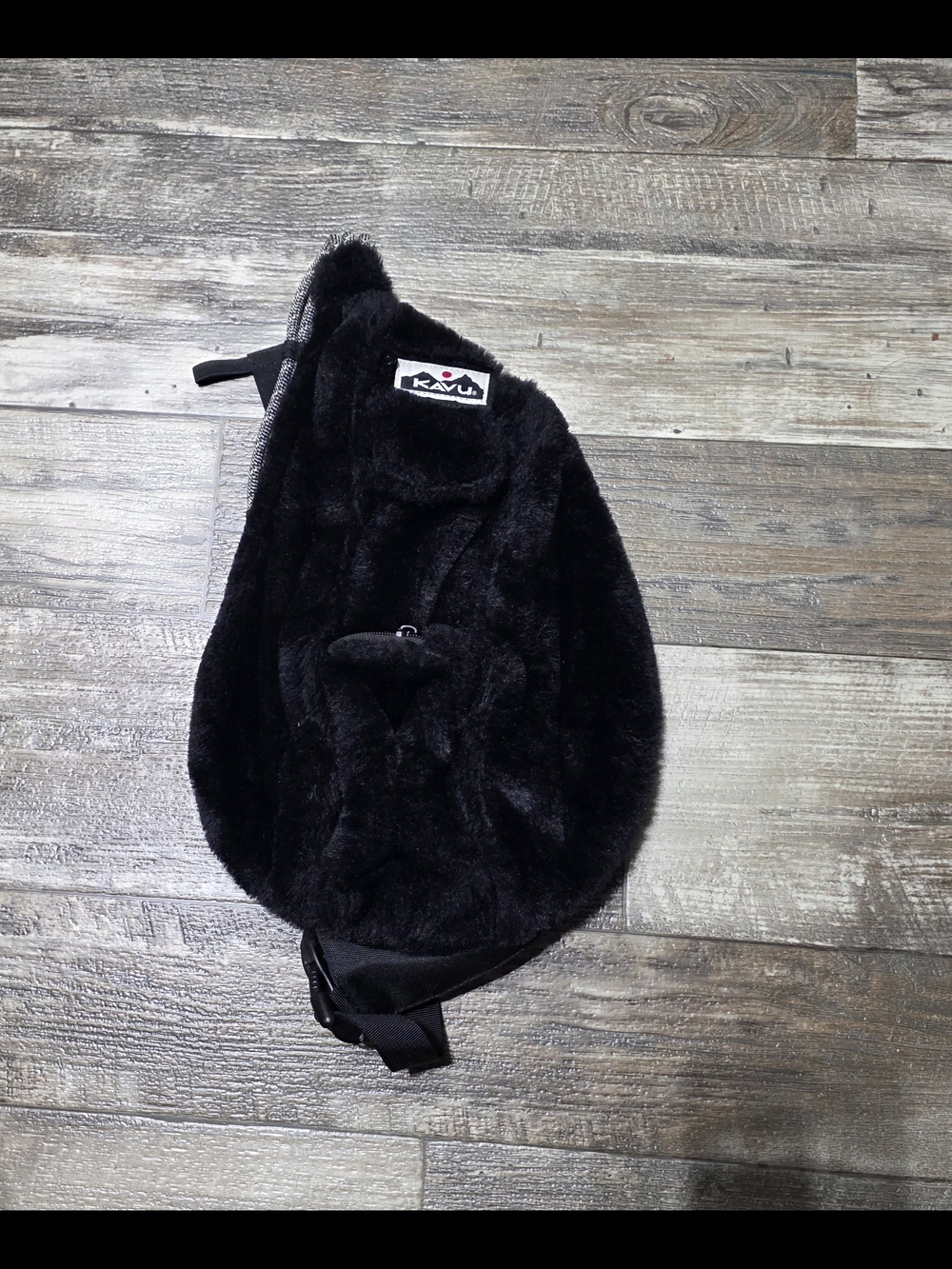 Kavu Black Faux Fur Sling Bag